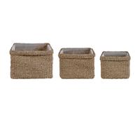 Beliani Set Of 3 Plant Pots Rivuline Seagrass 23/27/30 Cm Natural