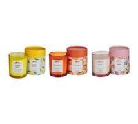 Beliani Set Of 3 Scented Candles Colorful Barrel Soy Wax Oriental Notes Herb Notes Floral Notes