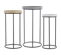 Beliani Set Of 3 Side Tables Texon Black