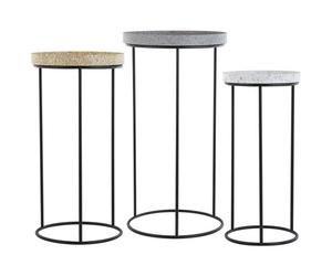 Beliani Set Of 3 Side Tables Texon Black