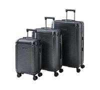 Beliani Set of 3 Suitcases TSA Lock Anti-Theft Zipper Silent Wheels 3 Sizes Iron Synthetic Material Dark Grey Myntis