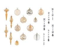 Set of 35 Baubles BLING Glass Gold
