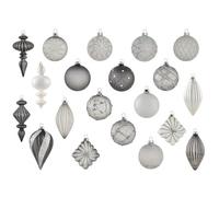 Beliani Set Of 35 Baubles Frostfall Glass Grey