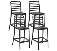 Beliani Set Of 4 Bar Chairs Seceda 2 In 1 Synthetic Material Black
