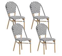 Beliani Set Of 4 Chairs Rifreddo Pe Rattan Black/ White