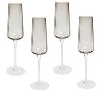 Beliani Set Of 4 Champagne Flutes Quartz 230 Ml Grey