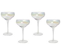 Beliani Set of 4 Champagne Saucers Coupes Hand-Blown 30 cl 11 oz Iridescent Finish Morganite