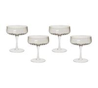 Beliani Set Of 4 Champagne Saucers Quartz 170 Ml Grey