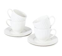 Beliani Set Of 4 Cups With Saucers Cowslip Porcelain White