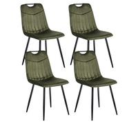Beliani Set Of 4 Dining Chairs Argyle Velvet Dark Green