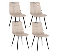 Beliani Set Of 4 Dining Chairs Argyle Velvet Taupe