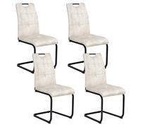 Set of 4 Dining Chairs CISCO Fabric Light Beige