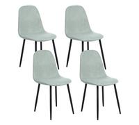 Beliani Set Of 4 Dining Chairs Crandall Fabric Light Green