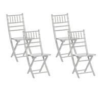 Beliani Set Of 4 Dining Chairs Folding Machias Beechwood Silver