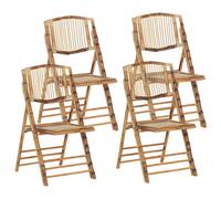 Beliani Set Of 4 Dining Chairs Trentor Bamboo Wood Natural, Brown