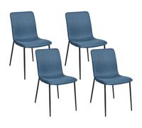 Beliani Set Of 4 Dining Chairs Glendive Fabric Dark Blue