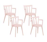 Beliani Set Of 4 Dining Chairs Morill Pastel Pink
