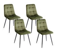 Set of 4 Dining Chairs POWELL Velvet Olive Green
