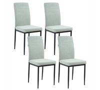 Beliani Set Of 4 Dining Chairs Riner Fabric Light Green