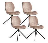 Beliani Set Of 4 Dining Chairs Swivel Morrison Velvet Beige