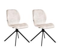 Set of 4 Dining Chairs Swivel MORRISON Velvet Light Beige