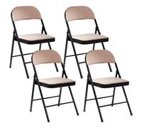 Beliani Set Of 4 Folding Chairs Sparks Metal Beige/ Black