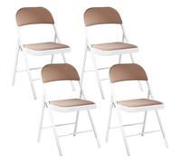 Beliani Set Of 4 Folding Chairs Sparks Metal Beige/ White