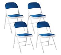 Beliani Set Of 4 Folding Chairs Sparks Metal Blue/ White