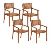 Set of 4 Garden Chairs AGELLO Acacia Wood Brown