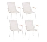 Beliani Set Of 4 Garden Chairs Caravino Metal Light Beige