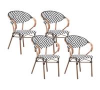 Beliani Set Of 4 Garden Chairs Caspri Pe Rattan Black/ White
