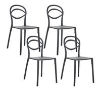 Beliani Set Of 4 Garden Chairs Covolo Black