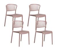 Beliani Set Of 4 Garden Chairs Gela Brown