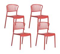 Beliani Set Of 4 Garden Chairs Gela Red