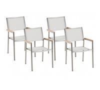 Beliani Set Of 4 Garden Chairs Grosseto Stainless Steel White
