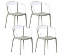 Beliani Set Of 4 Garden Chairs Malevizi Stacking Light Green