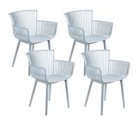 Beliani Set Of 4 Garden Chairs Pesaro Light Blue