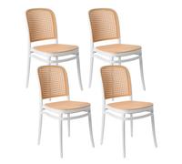 Set of 4 Garden Chairs PLOSE White/ Beige