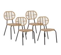 Beliani Set Of 4 Garden Chairs Pratello Pe Rattan Natural