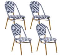 Beliani Set of 4 Garden Chairs RIFREDDO PE Rattan Blue, Blue