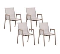 Beliani Set Of 4 Garden Chairs Tiano Metal Taupe