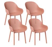 Beliani Set Of 4 Garden Chairs Tiggiano Coral
