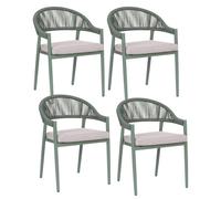 Beliani Set Of 4 Garden Chairs With Cushions Ormea Metal Green
