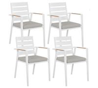 Beliani Set Of 4 Garden Chairs With Cushions Taviano Metal Grey