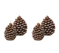 Set of 4 LED Candles IVRESSE Pinecone 15/12 cm Brown