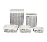 Beliani Set Of 5 Baskets Ella Willow Wood White, White