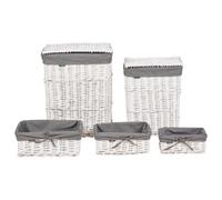 Beliani Set Of 5 Baskets Ella Willow Wood Grey, Grey