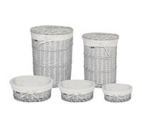 Set of 5 Baskets VAKARI Willow Wood White 55/89 L