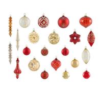 Beliani Set Of 50 Baubles Sparkle Glass Red/ Gold