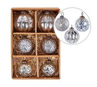 Set of 6 Baubles ARGENTIN Glass Silver